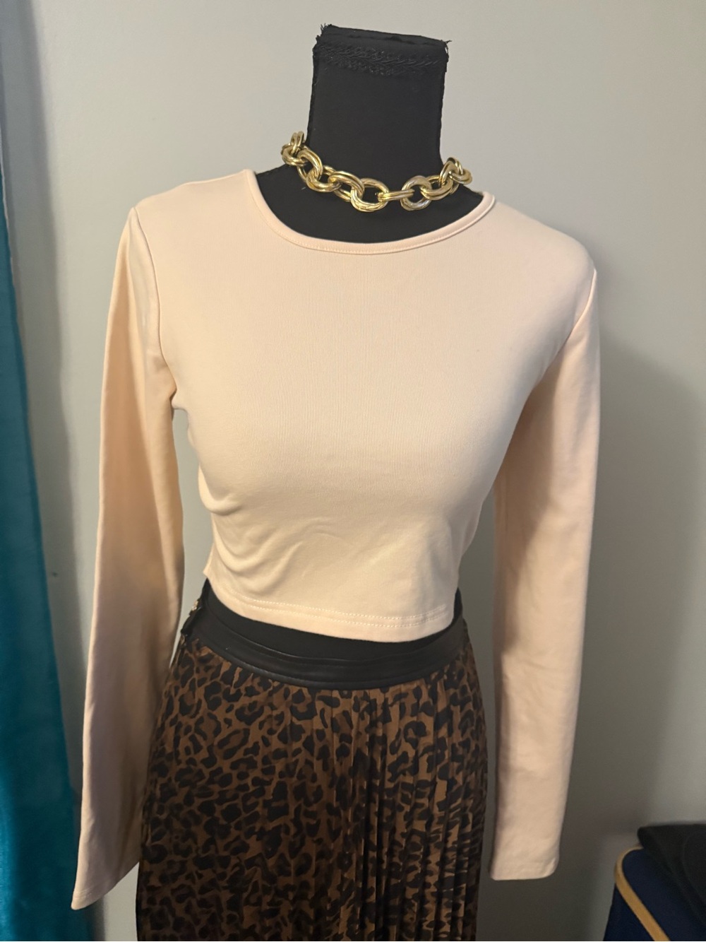Women's Long Sleeve Crop Tee in Light Blush